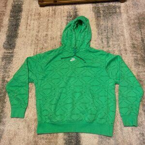 Nike Men's Medium Green Center Swoosh and Spell Out Hoodie